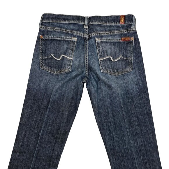 7 For All Mankind 7FAM Straight Leg Jeans Womens 27 33 Medium Wash Embroidered - Picture 6 of 8